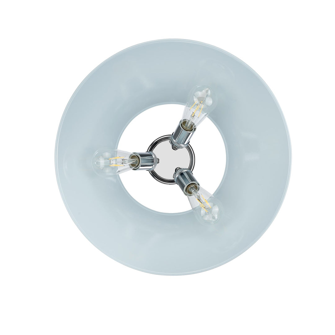 Ch 3 Light Flush Mount In Chrome With Dusky Blue Shade