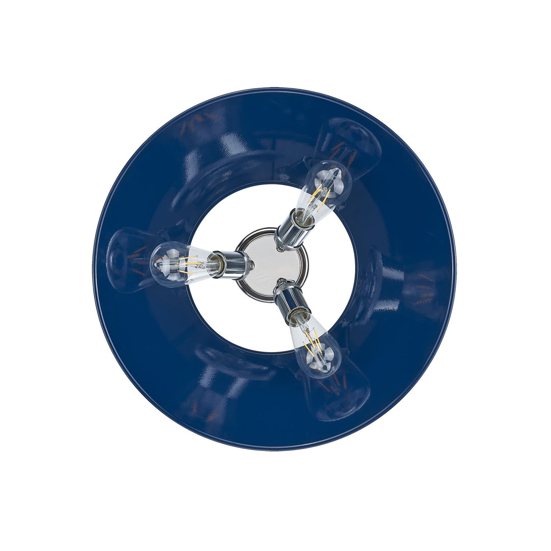 Ch 3 Light Flush Mount In Chrome With Matte Navy Shade