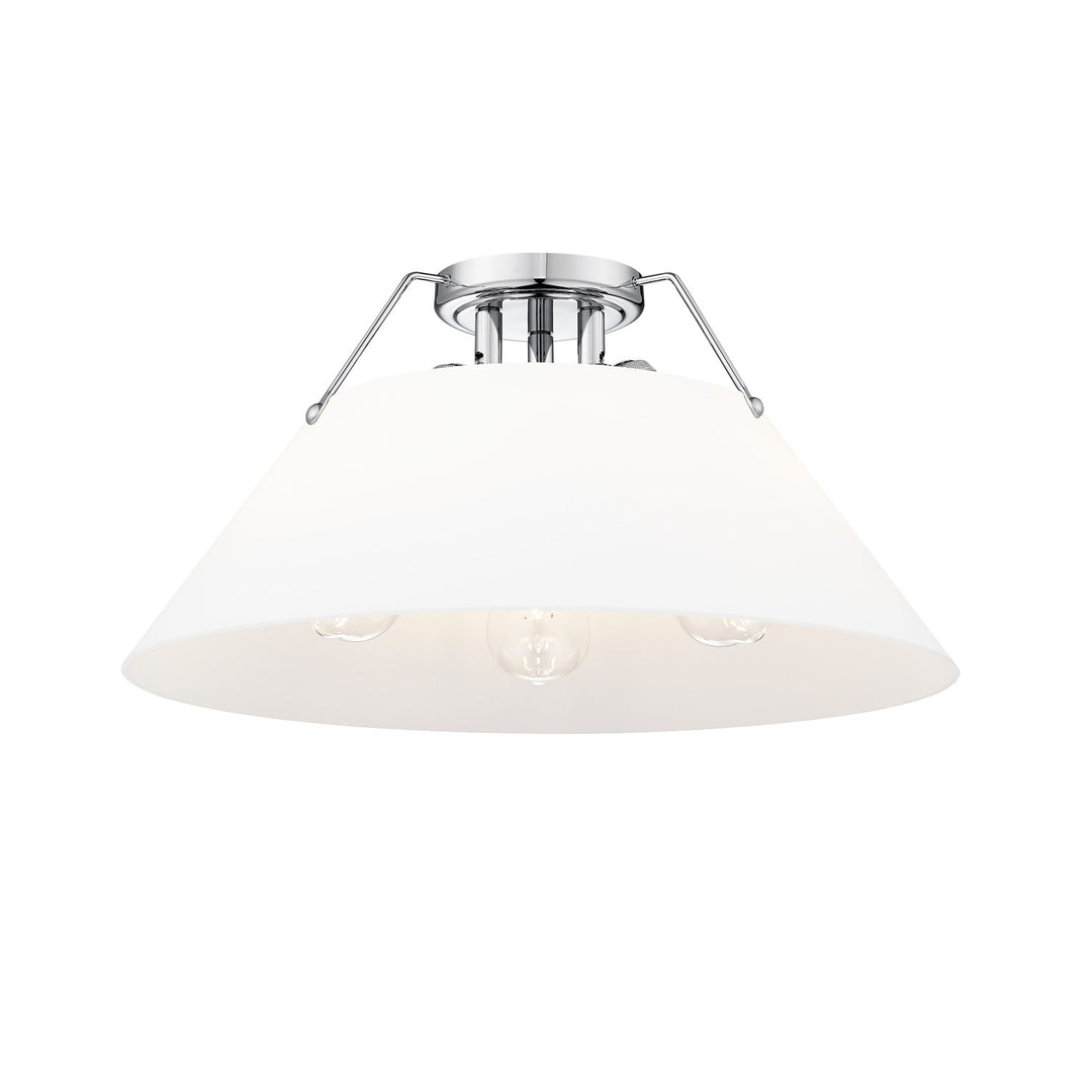 Ch 3 Light Flush Mount In Chrome With Opal Glass by Golden