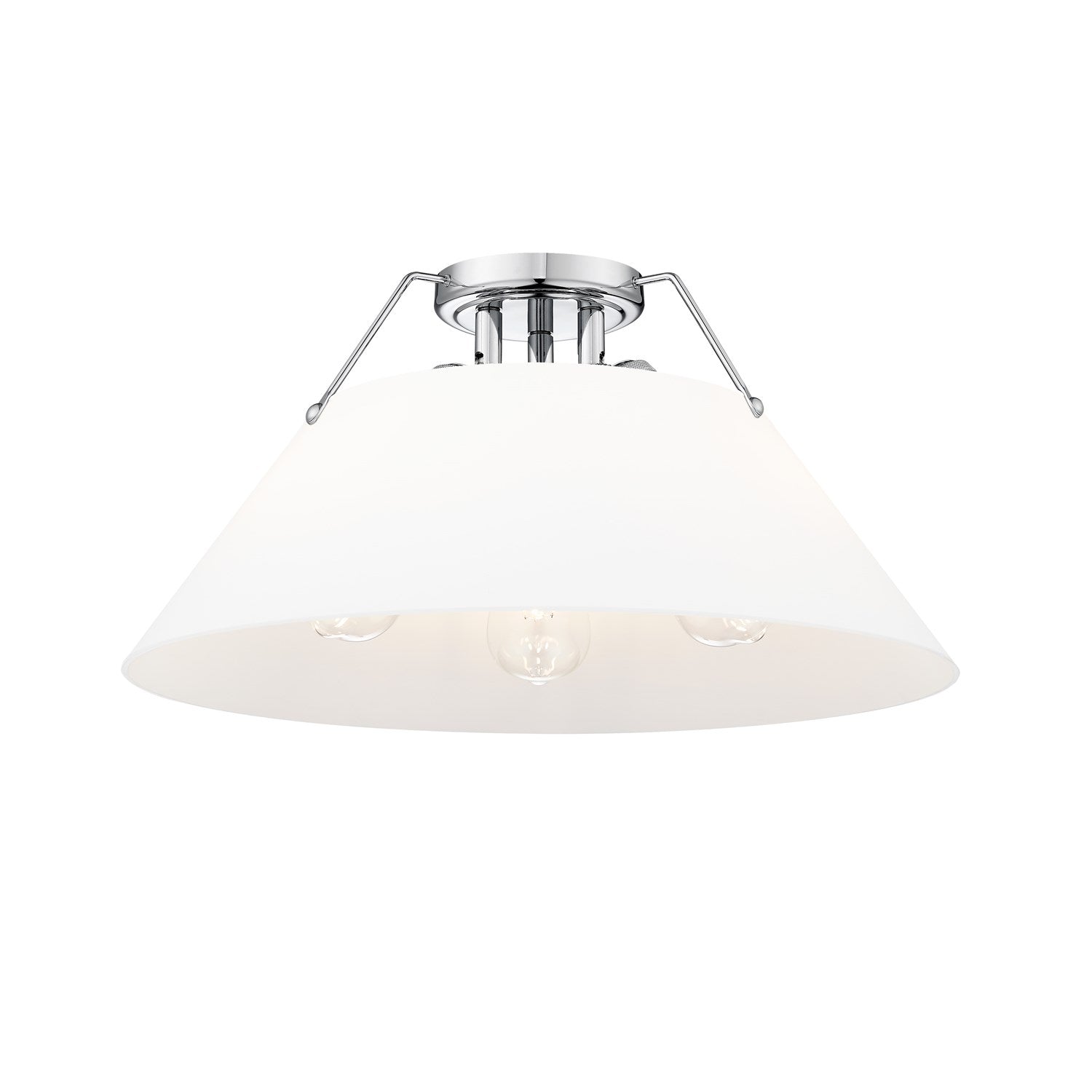 Ch 3 Light Flush Mount In Chrome With Opal Glass by Golden