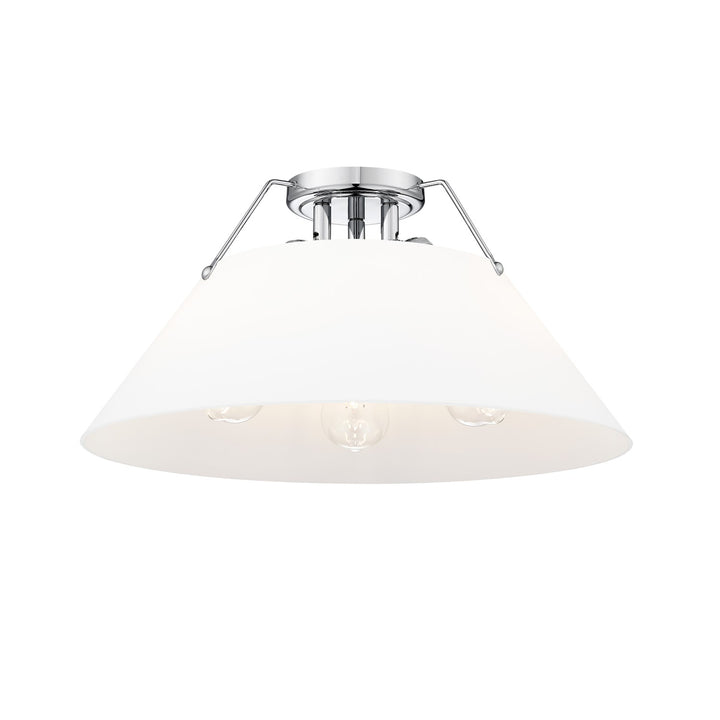 Ch 3 Light Flush Mount In Chrome With Opal Glass by Golden