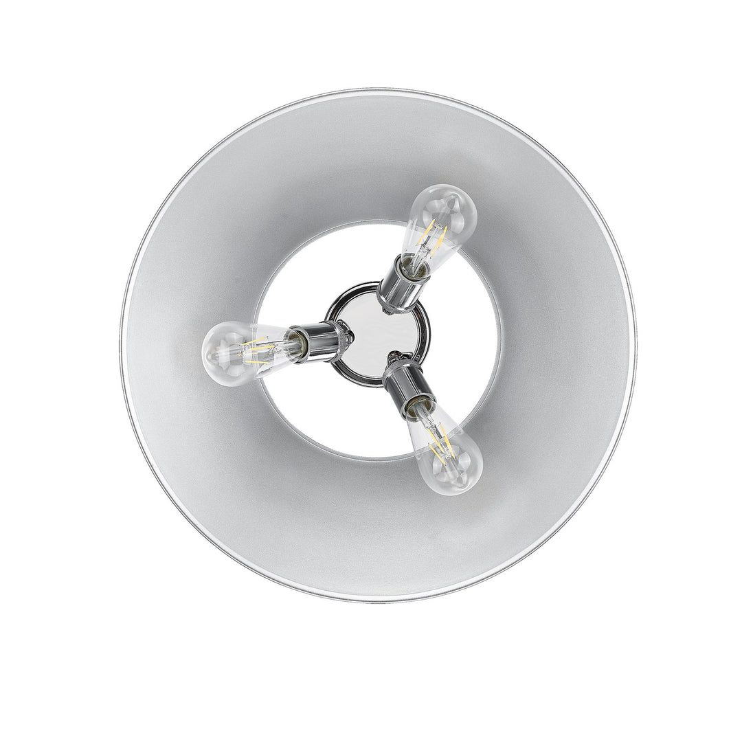 Ch 3 Light Flush Mount In Chrome With Pewter Shade