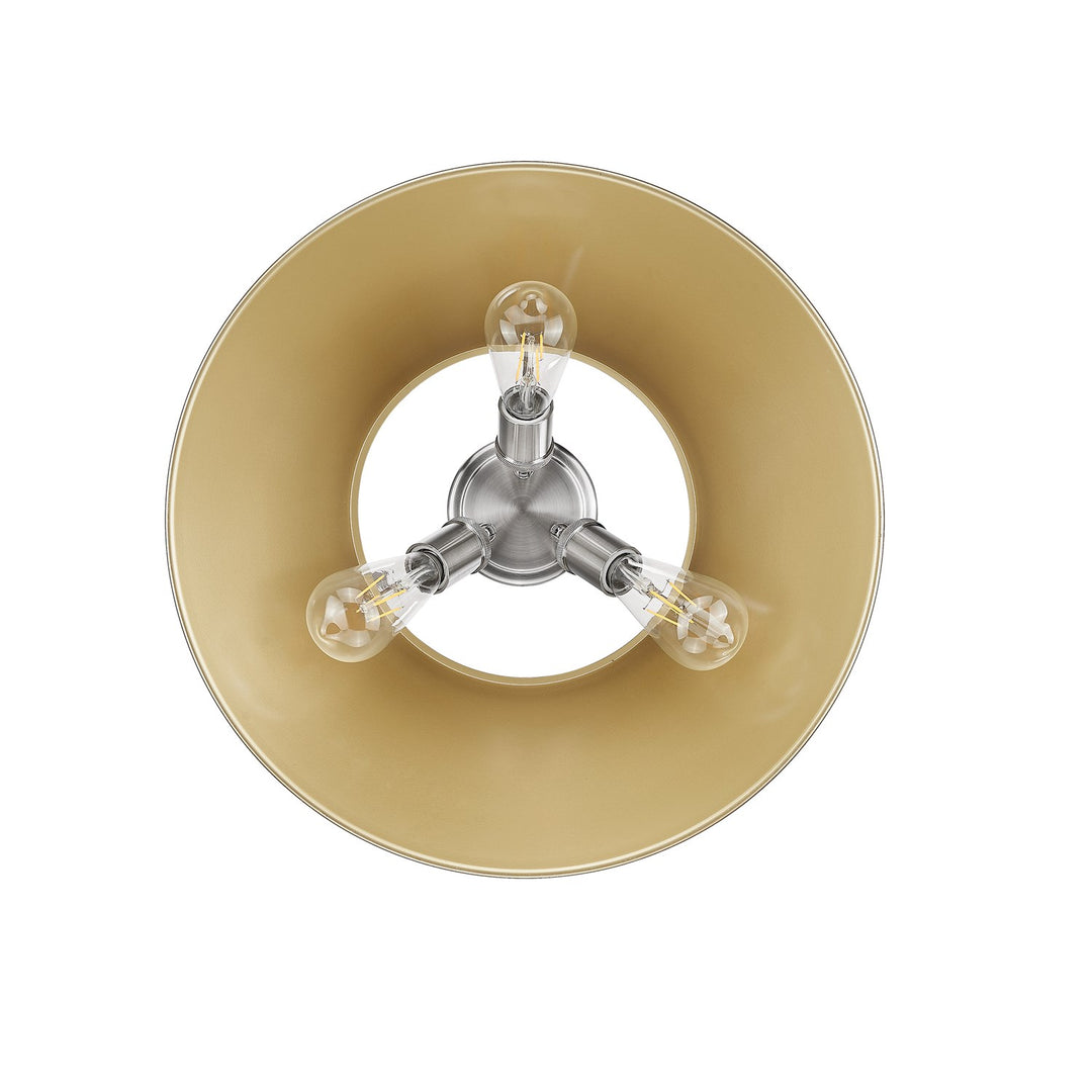 Pw 3 Light Flush Mount In Pewter With Brushed Champagne Bronze Shade