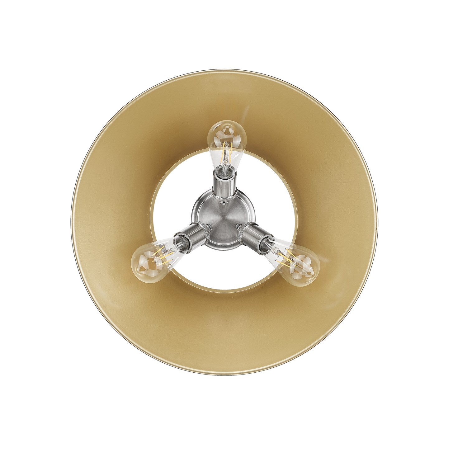 Pw 3 Light Flush Mount In Pewter With Brushed Champagne Bronze Shade