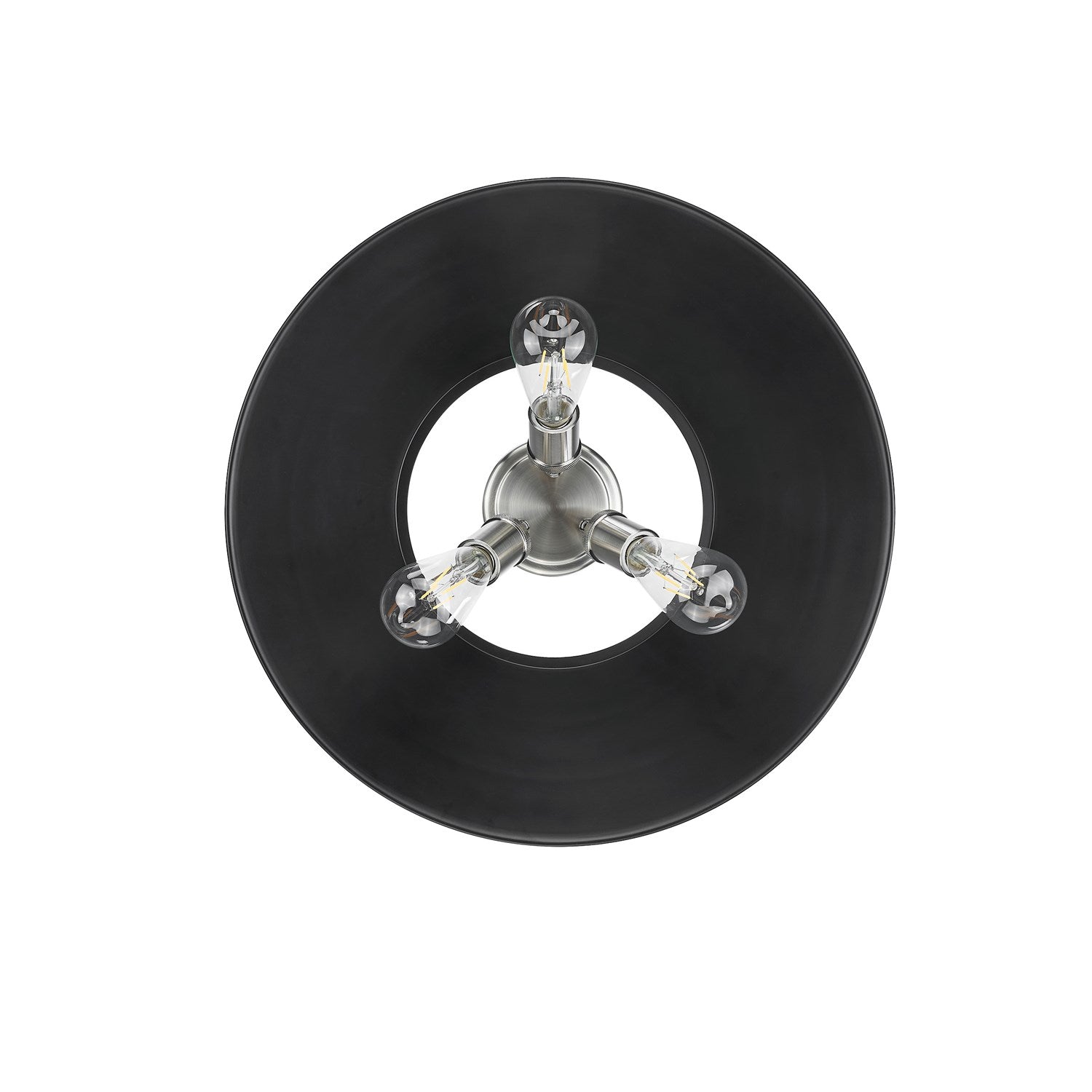 Pw 3 Light Flush Mount In Pewter With Matte Black Shade
