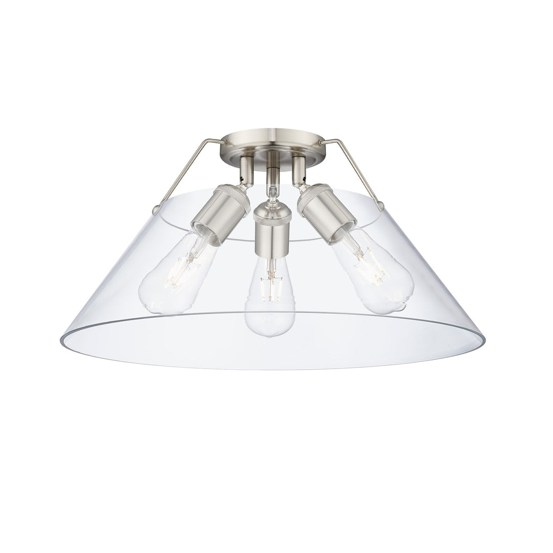 Pw 3 Light Flush Mount In Pewter With Clear Glass by Golden