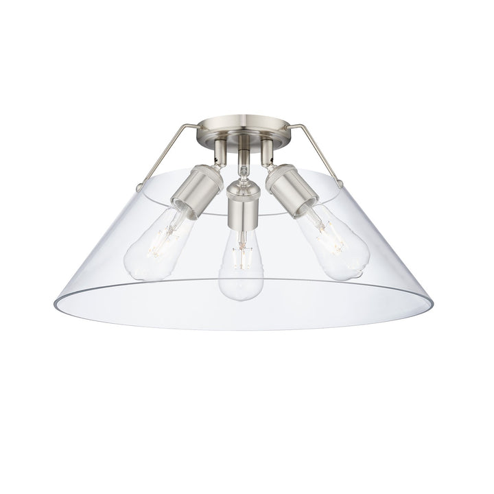 Pw 3 Light Flush Mount In Pewter With Clear Glass by Golden