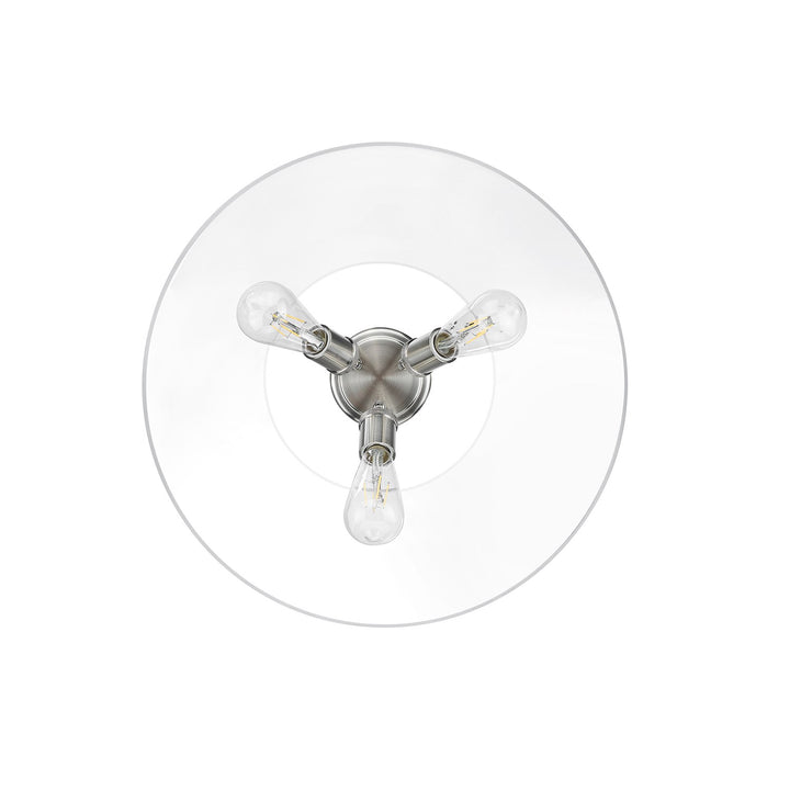 Pw 3 Light Flush Mount In Pewter With Clear Glass