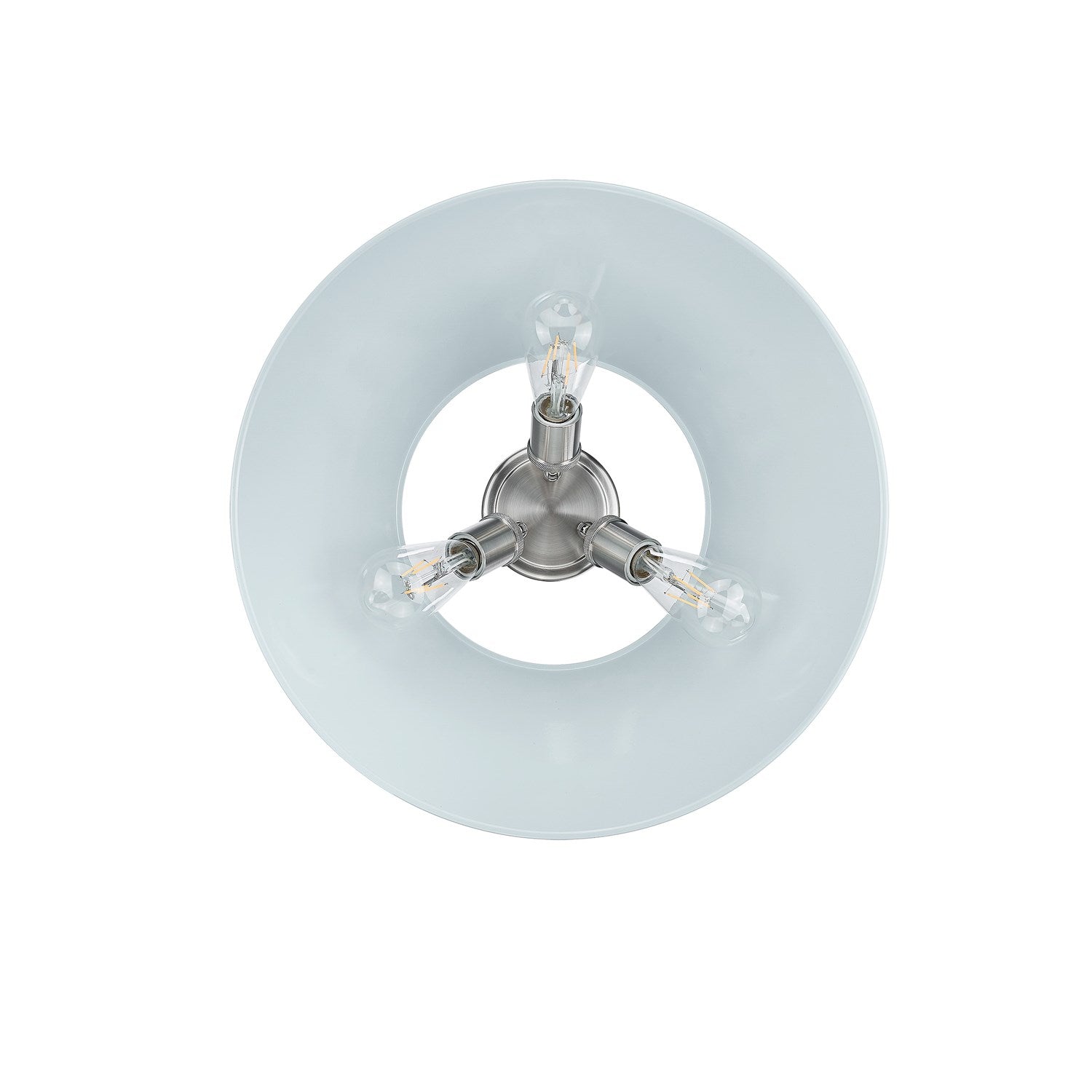 Pw 3 Light Flush Mount In Pewter With Dusky Blue Shade