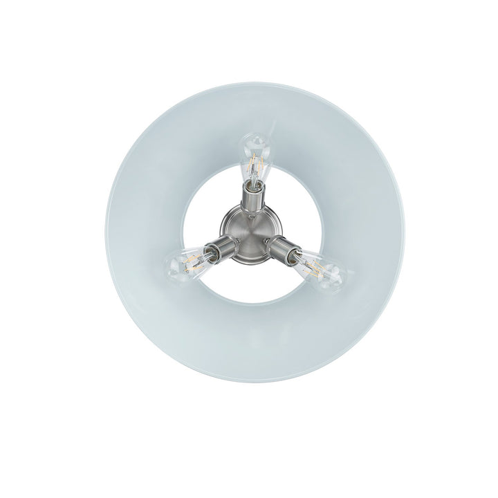 Pw 3 Light Flush Mount In Pewter With Dusky Blue Shade