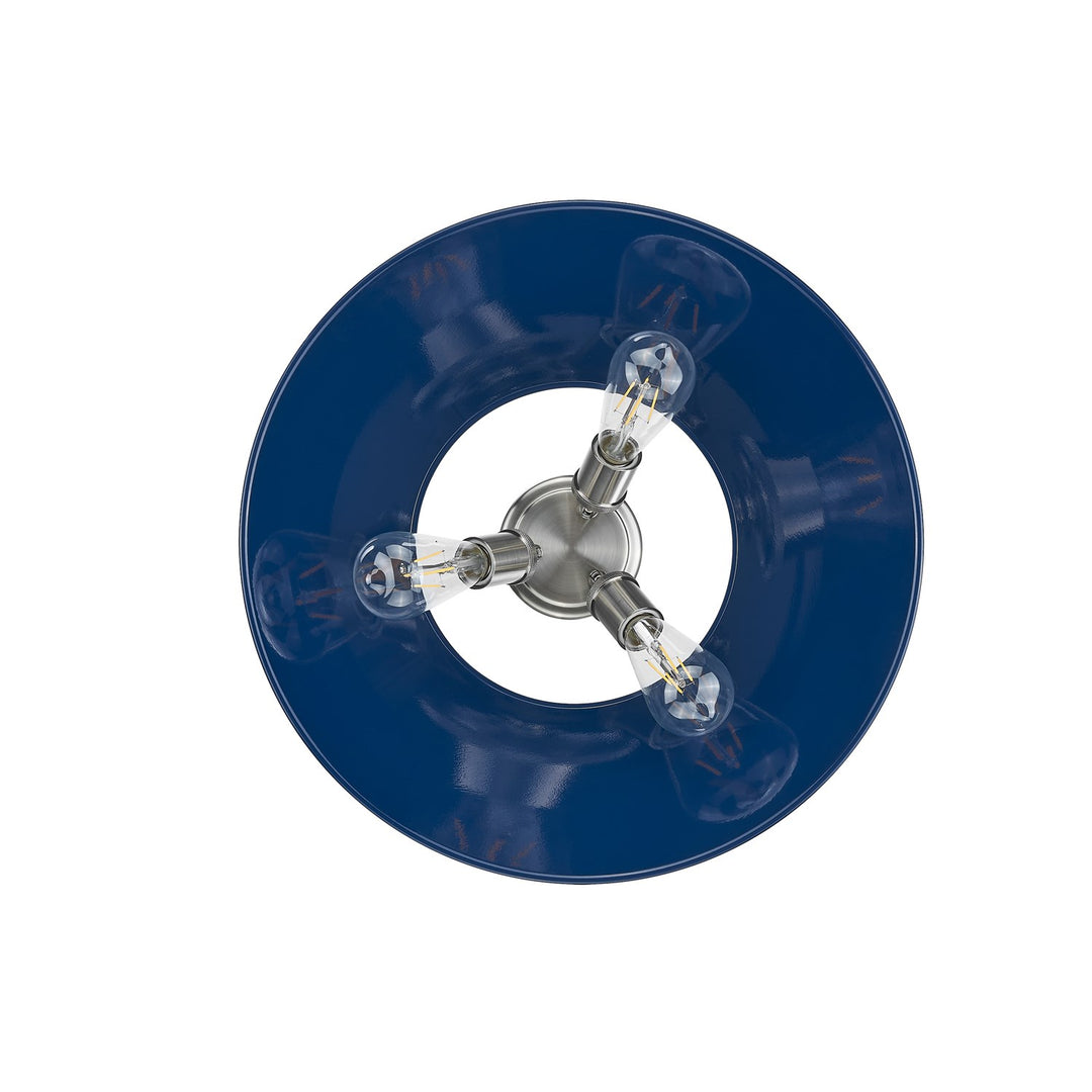 Pw 3 Light Flush Mount In Pewter With Matte Navy Shade