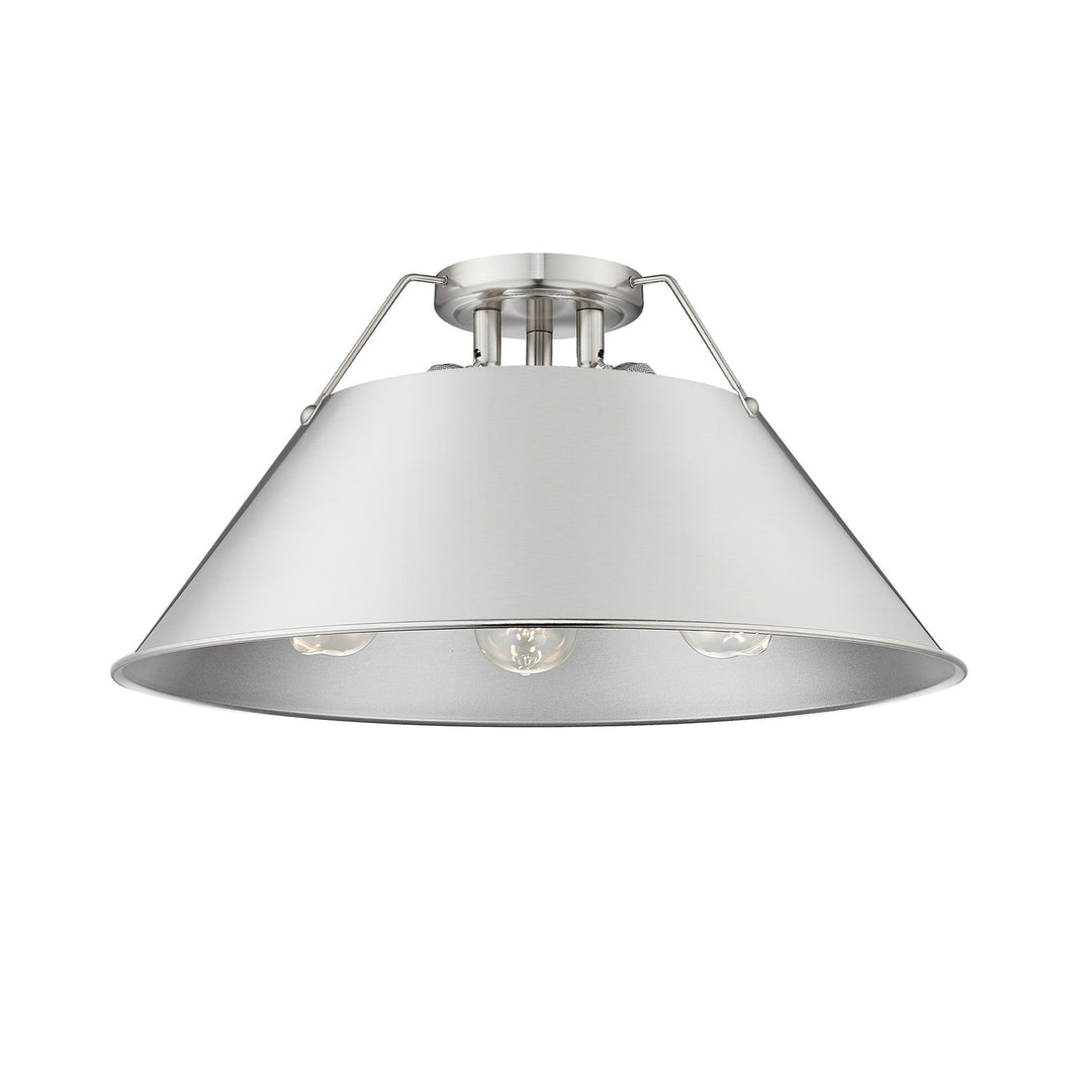 Pw 3 Light Flush Mount In Pewter With Pewter Shade by Golden