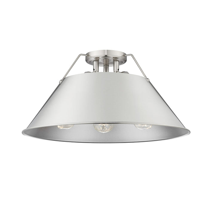 Pw 3 Light Flush Mount In Pewter With Pewter Shade by Golden