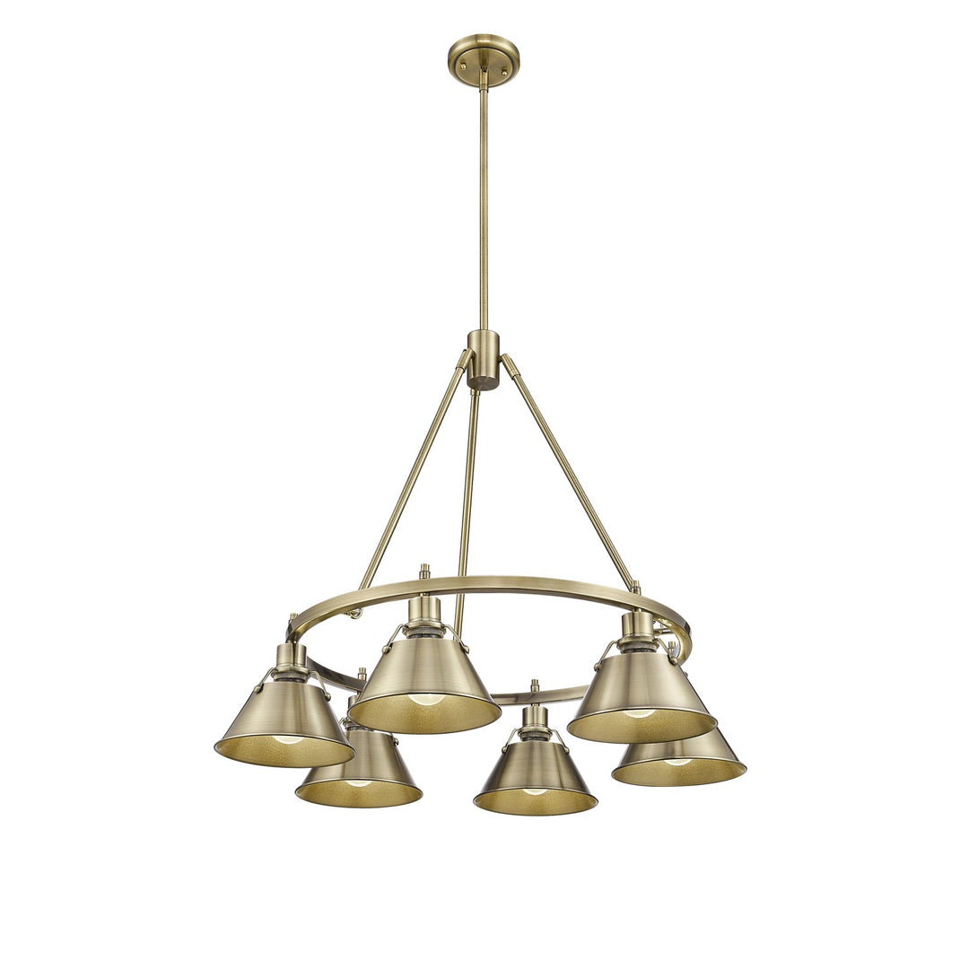 Ab 6 Light Chandelier In Aged Brass With Aged Brass Shades by Golden