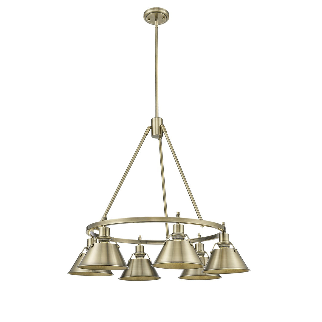 Ab 6 Light Chandelier In Aged Brass With Aged Brass Shades