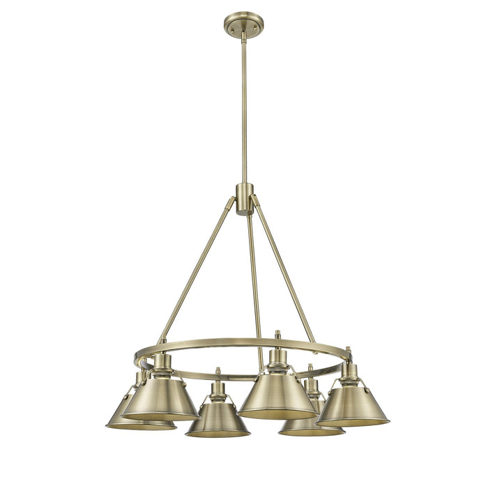 Ab 6 Light Chandelier In Aged Brass With Aged Brass Shades