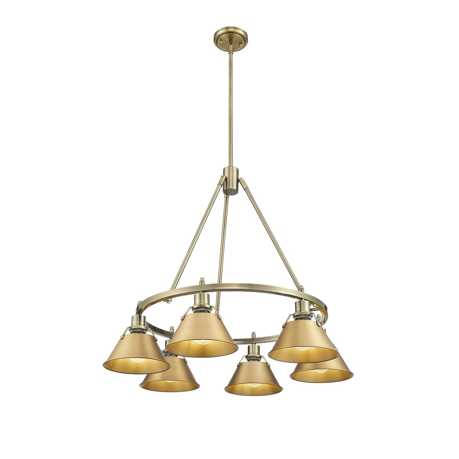 Ab 6 Light Chandelier In Aged Brass With Brushed Champagne Bronze Shades by Golden