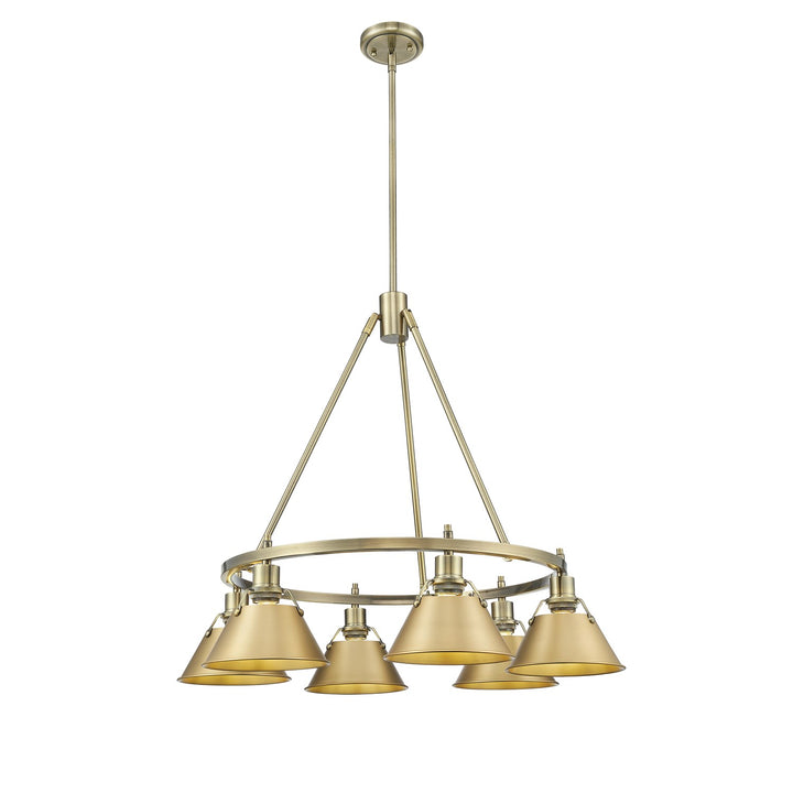 Ab 6 Light Chandelier In Aged Brass With Brushed Champagne Bronze Shades