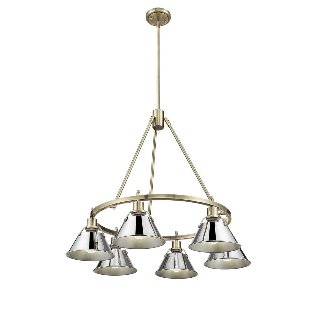 Ab 6 Light Chandelier In Aged Brass With Chrome Shades by Golden