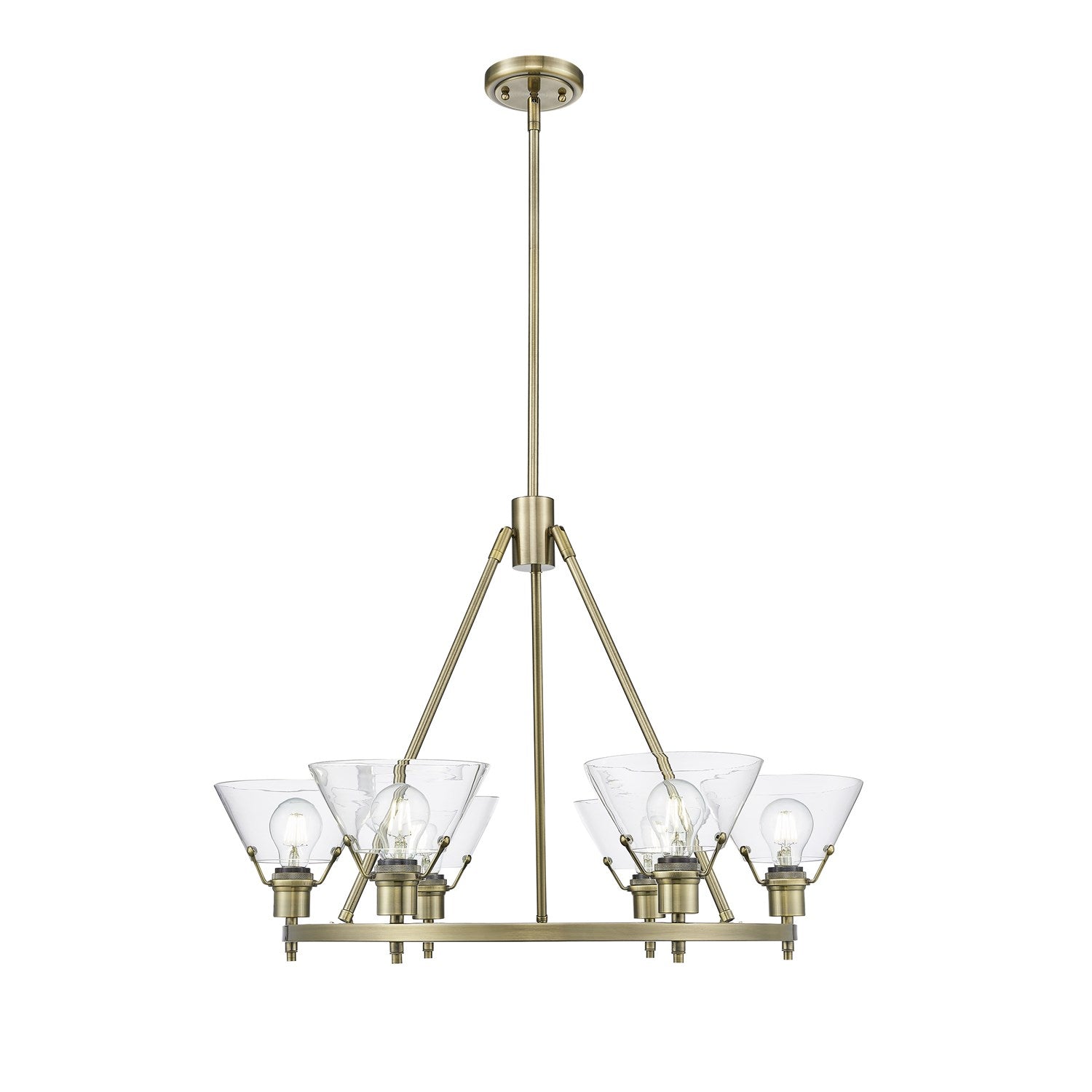 Ab 6 Light Chandelier In Aged Brass With Clear Glass