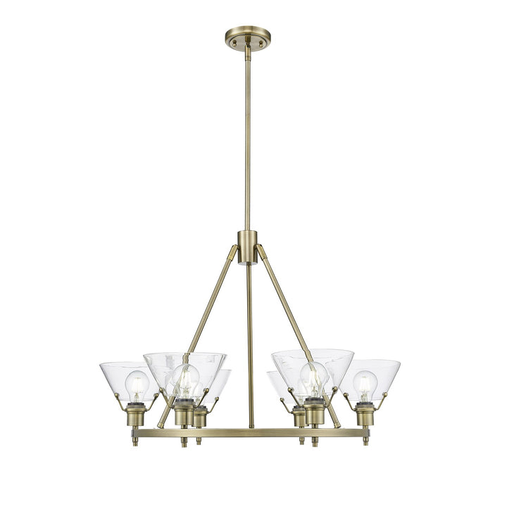 Ab 6 Light Chandelier In Aged Brass With Clear Glass