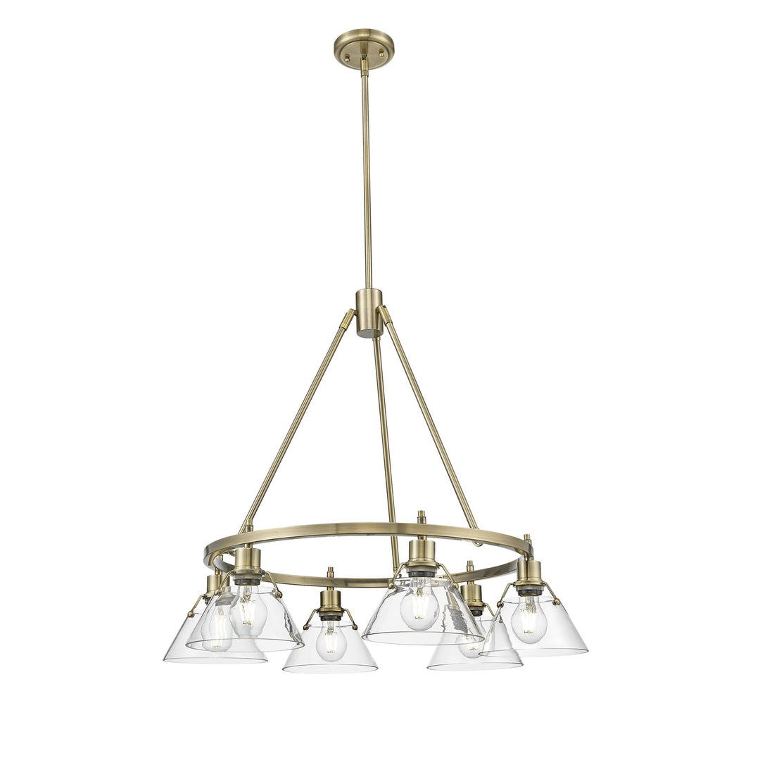 Ab 6 Light Chandelier In Aged Brass With Clear Glass