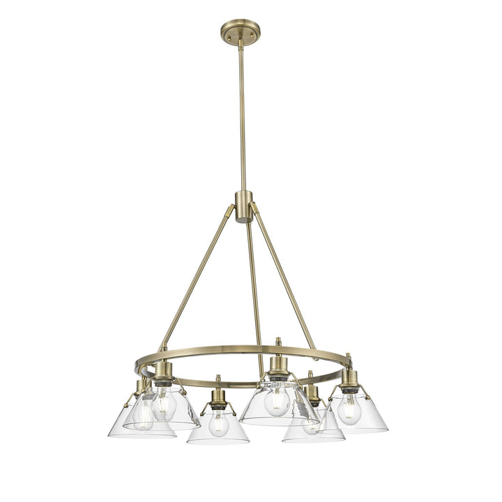 Ab 6 Light Chandelier In Aged Brass With Clear Glass