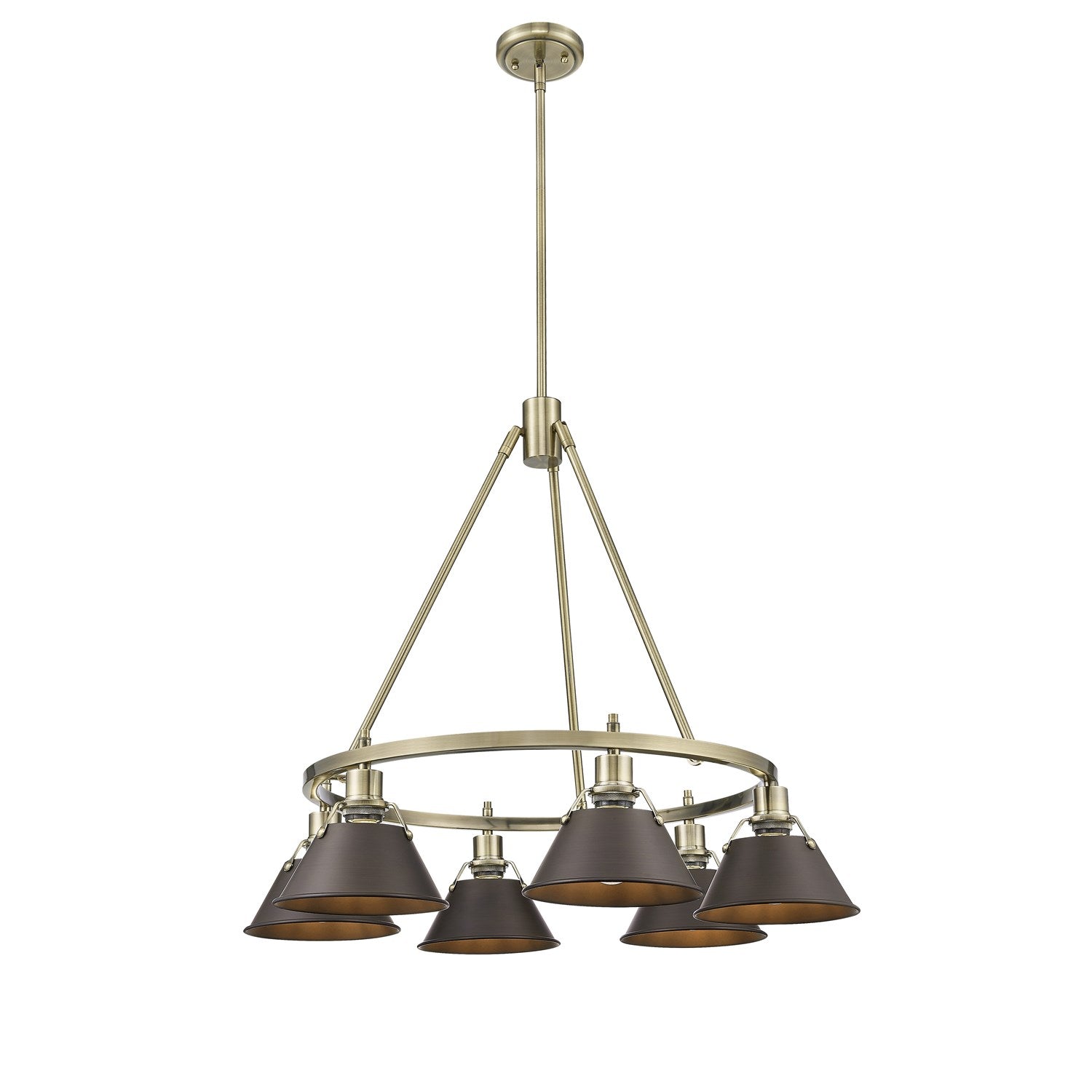 Ab 6 Light Chandelier In Aged Brass With Rubbed Bronze Shades