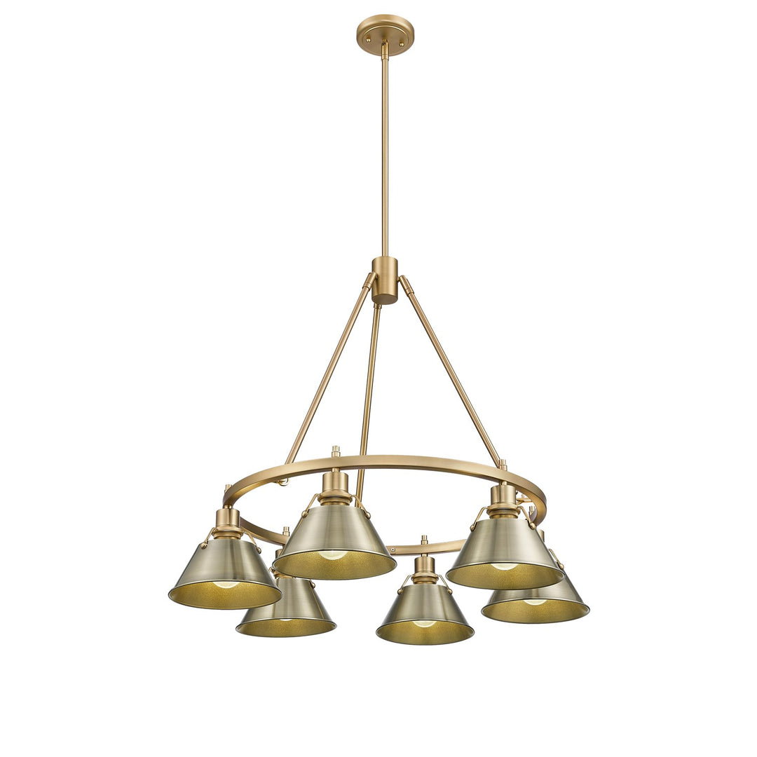 Bcb 6 Light Chandelier In Brushed Champagne Bronze With Aged Brass Shades by Golden