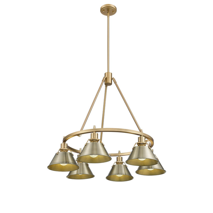 Bcb 6 Light Chandelier In Brushed Champagne Bronze With Aged Brass Shades by Golden