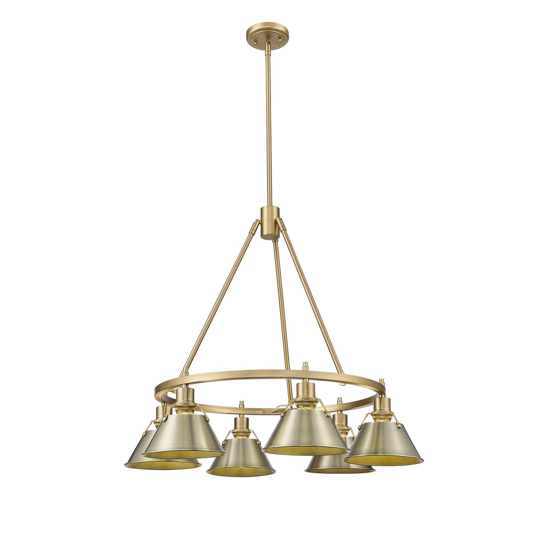 Bcb 6 Light Chandelier In Brushed Champagne Bronze With Aged Brass Shades