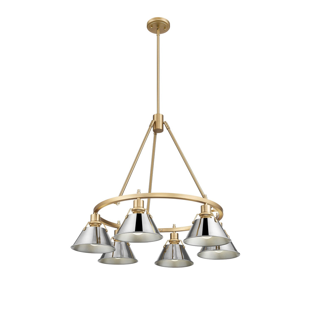 Bcb 6 Light Chandelier In Brushed Champagne Bronze With Chrome Shades by Golden