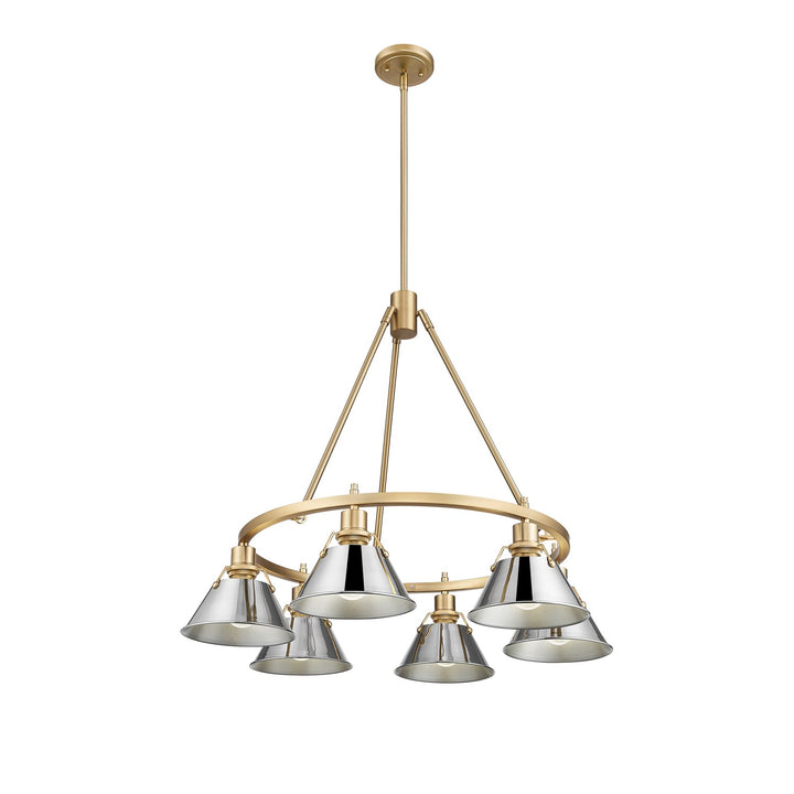 Bcb 6 Light Chandelier In Brushed Champagne Bronze With Chrome Shades by Golden