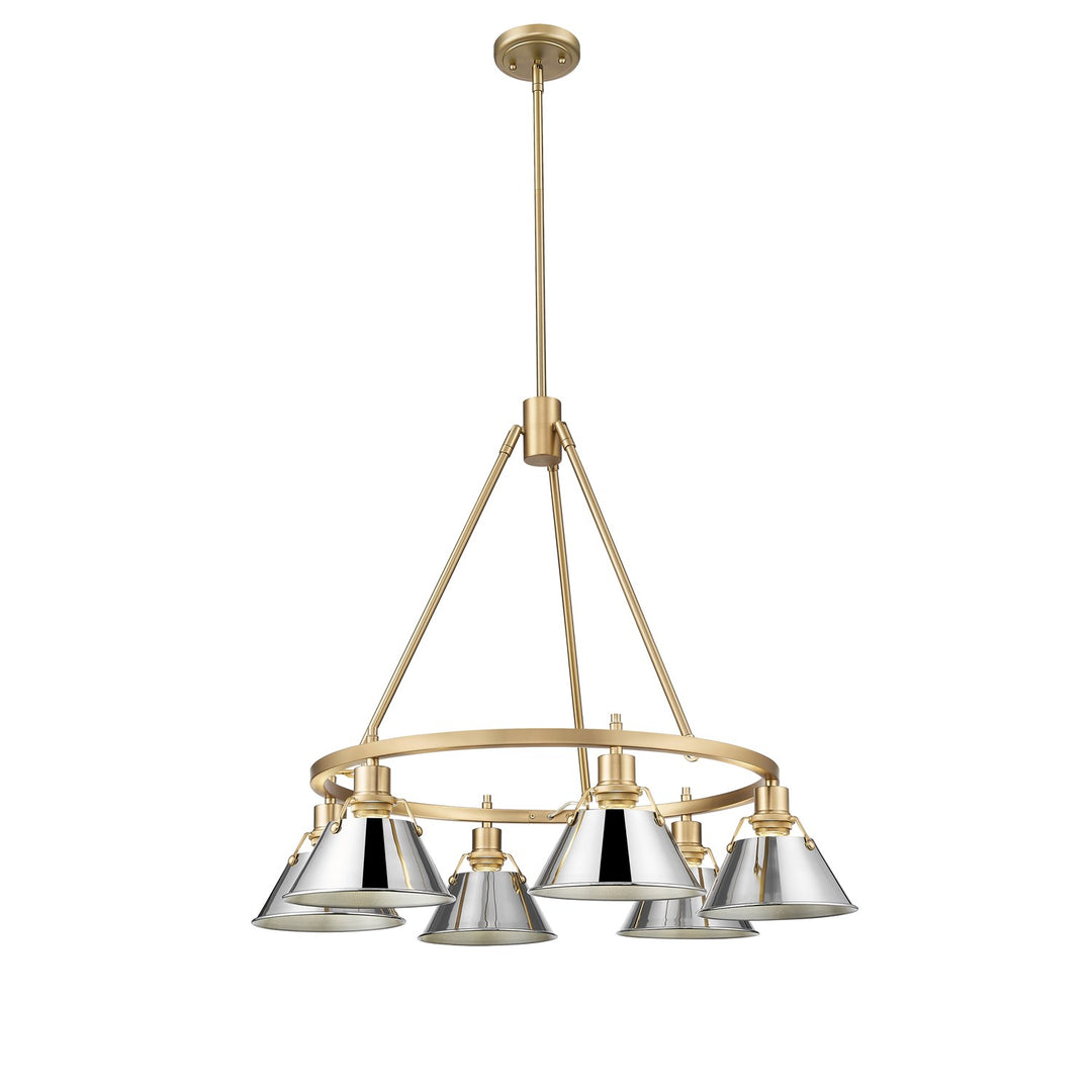 Bcb 6 Light Chandelier In Brushed Champagne Bronze With Chrome Shades