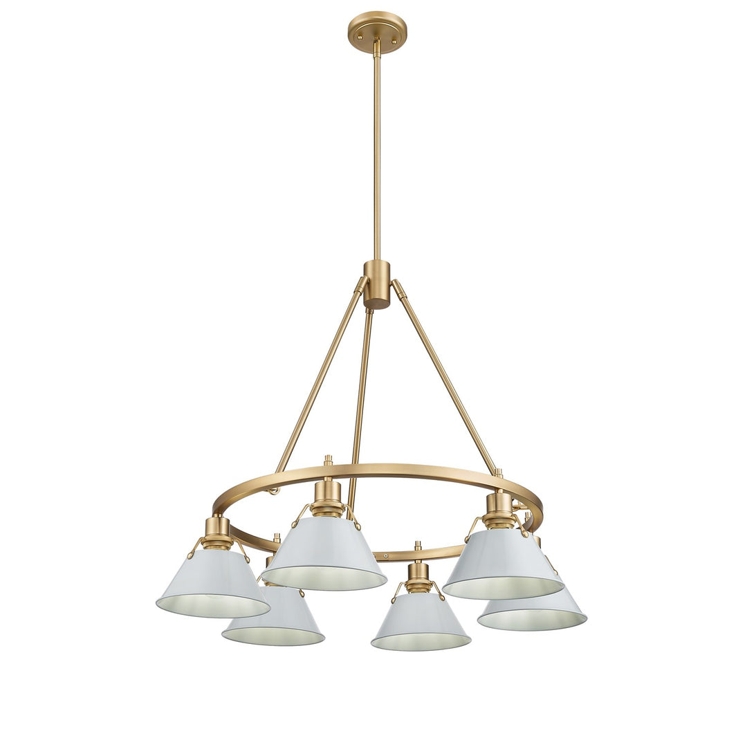 Bcb 6 Light Chandelier In Brushed Champagne Bronze With Dusky Blue Shades by Golden