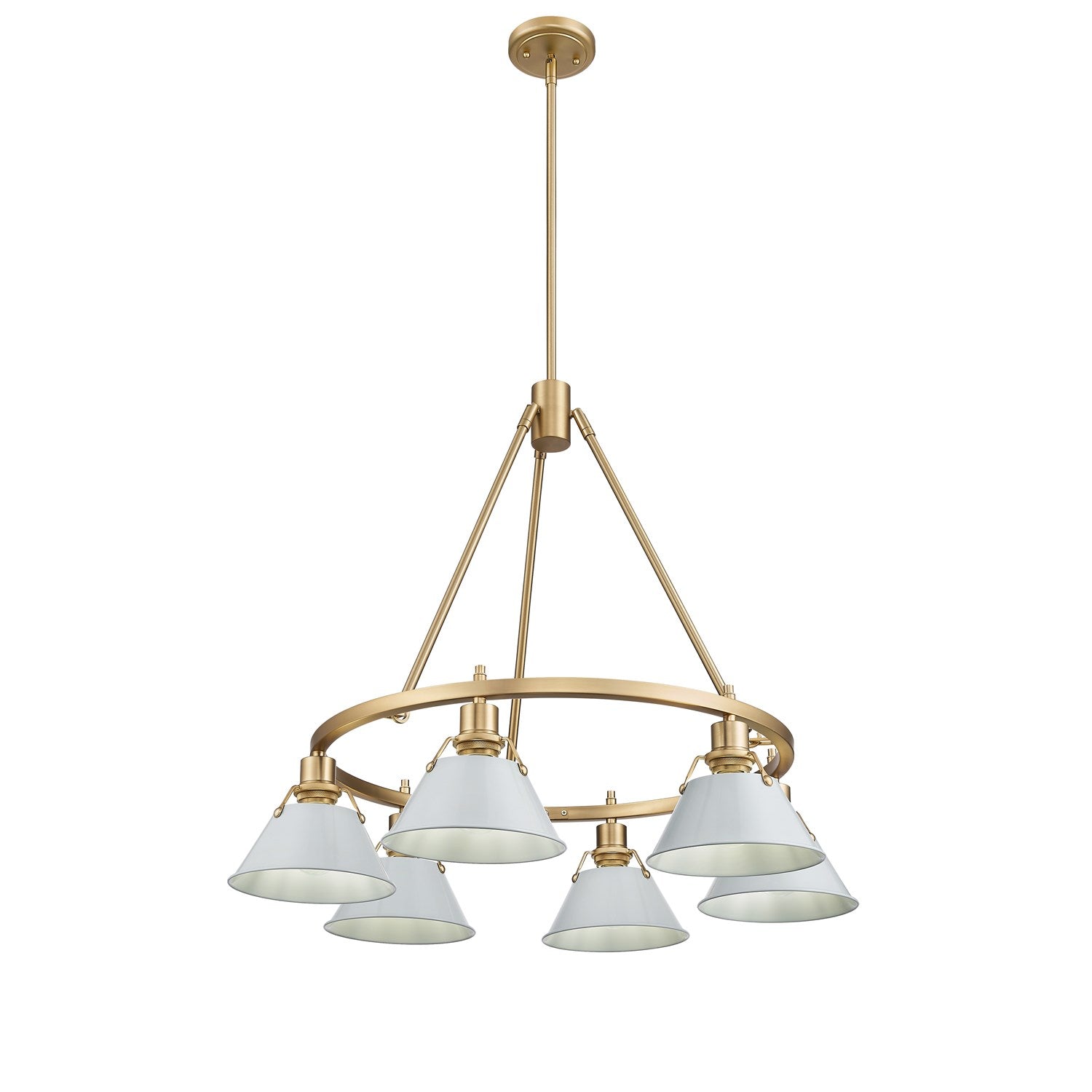 Bcb 6 Light Chandelier In Brushed Champagne Bronze With Dusky Blue Shades by Golden