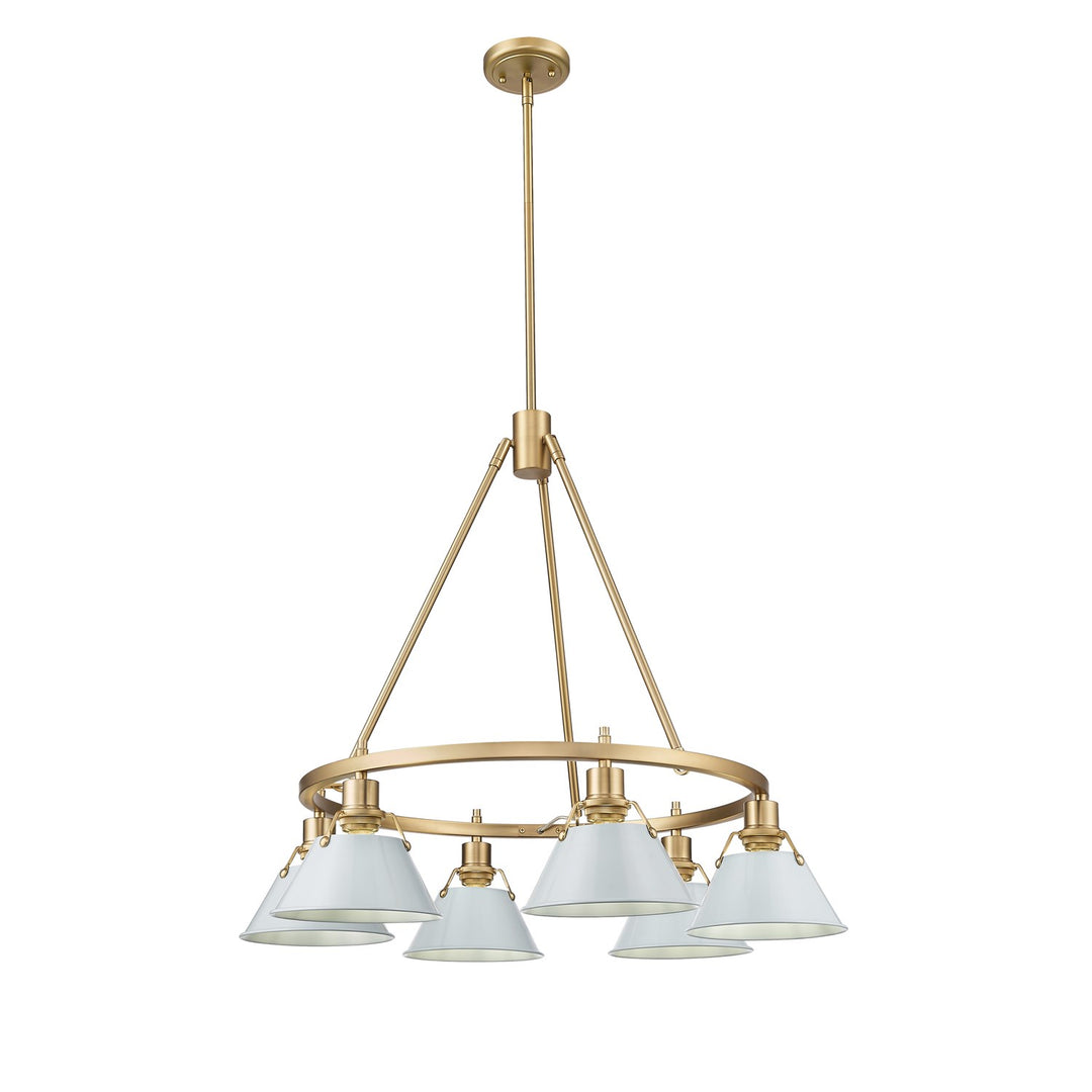 Bcb 6 Light Chandelier In Brushed Champagne Bronze With Dusky Blue Shades