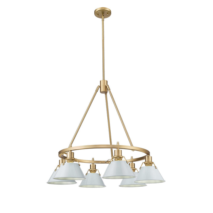 Bcb 6 Light Chandelier In Brushed Champagne Bronze With Dusky Blue Shades