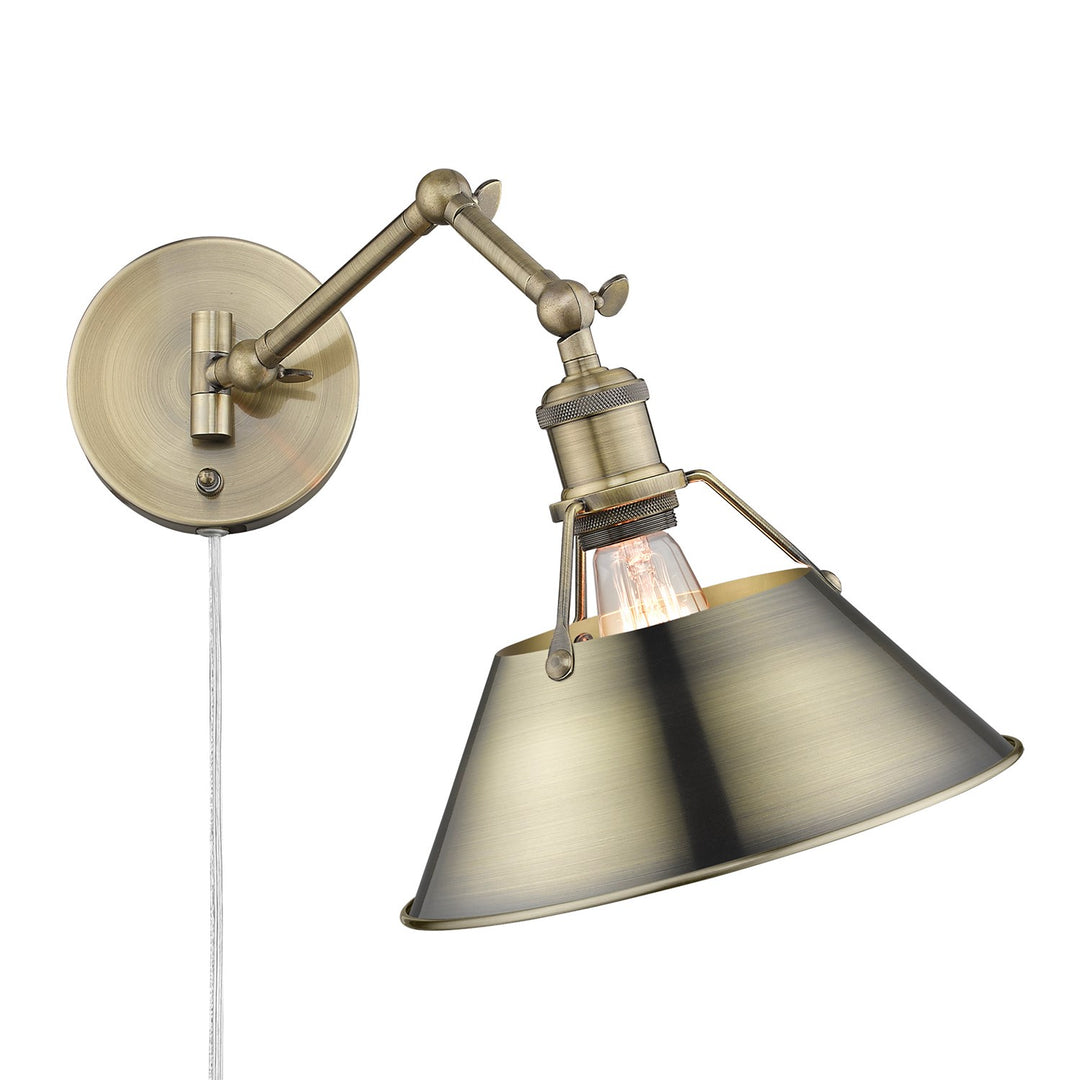 Ab 1 Light Articulating Wall Sconce In Aged Brass With Aged Brass Shade by Golden