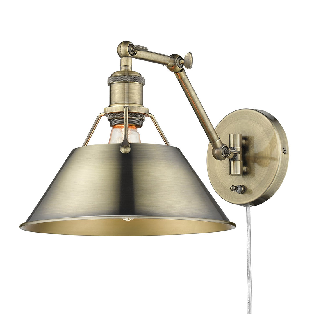 Ab 1 Light Articulating Wall Sconce In Aged Brass With Aged Brass Shade