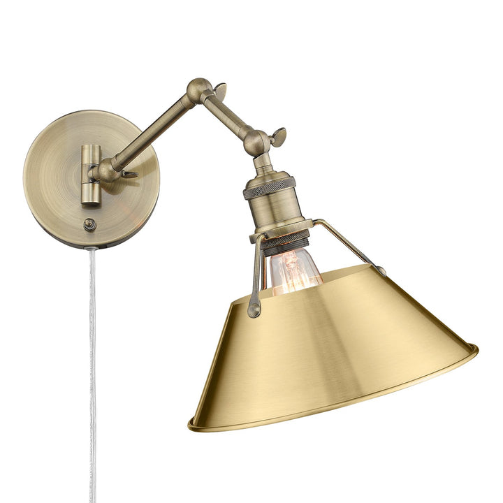 Ab 1 Light Articulating Wall Sconce In Aged Brass by Golden