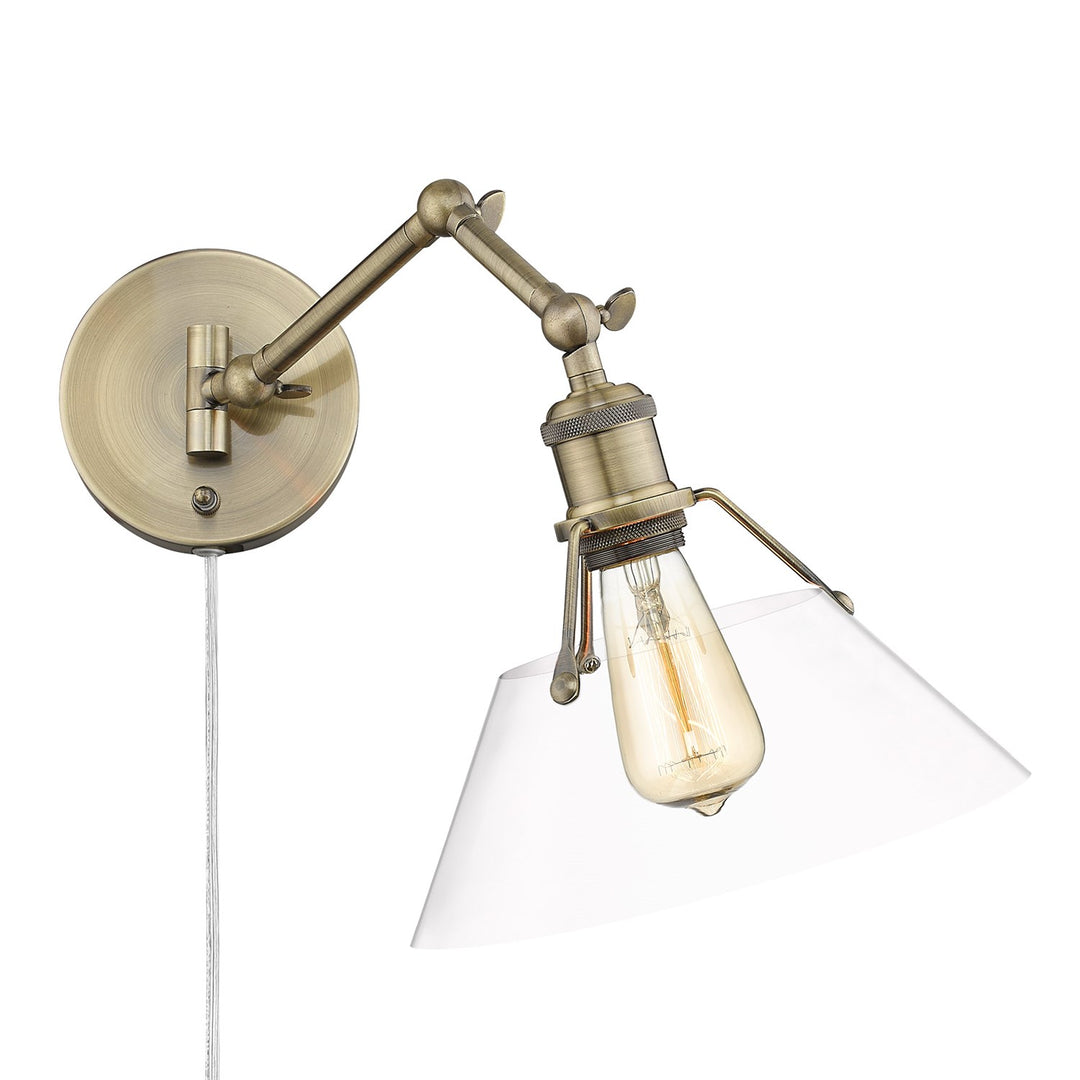 Ab 1 Light Articulating Wall Sconce In Aged Brass With Clear Glass by Golden