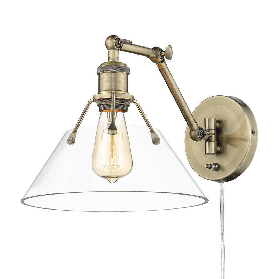 Ab 1 Light Articulating Wall Sconce In Aged Brass With Clear Glass