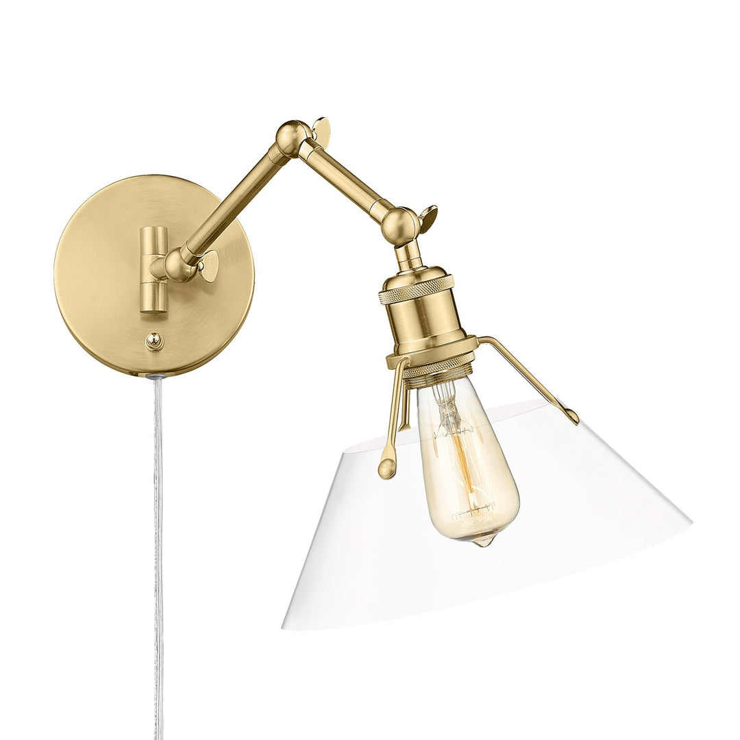 Ab 1 Light Wall Sconce In Aged Brass With Clear Glass by Golden