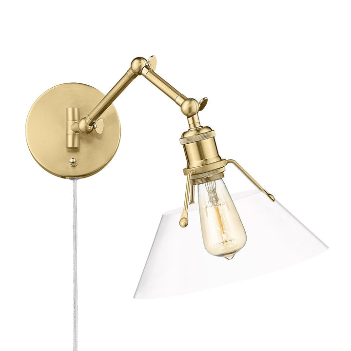 Ab 1 Light Wall Sconce In Aged Brass With Clear Glass by Golden