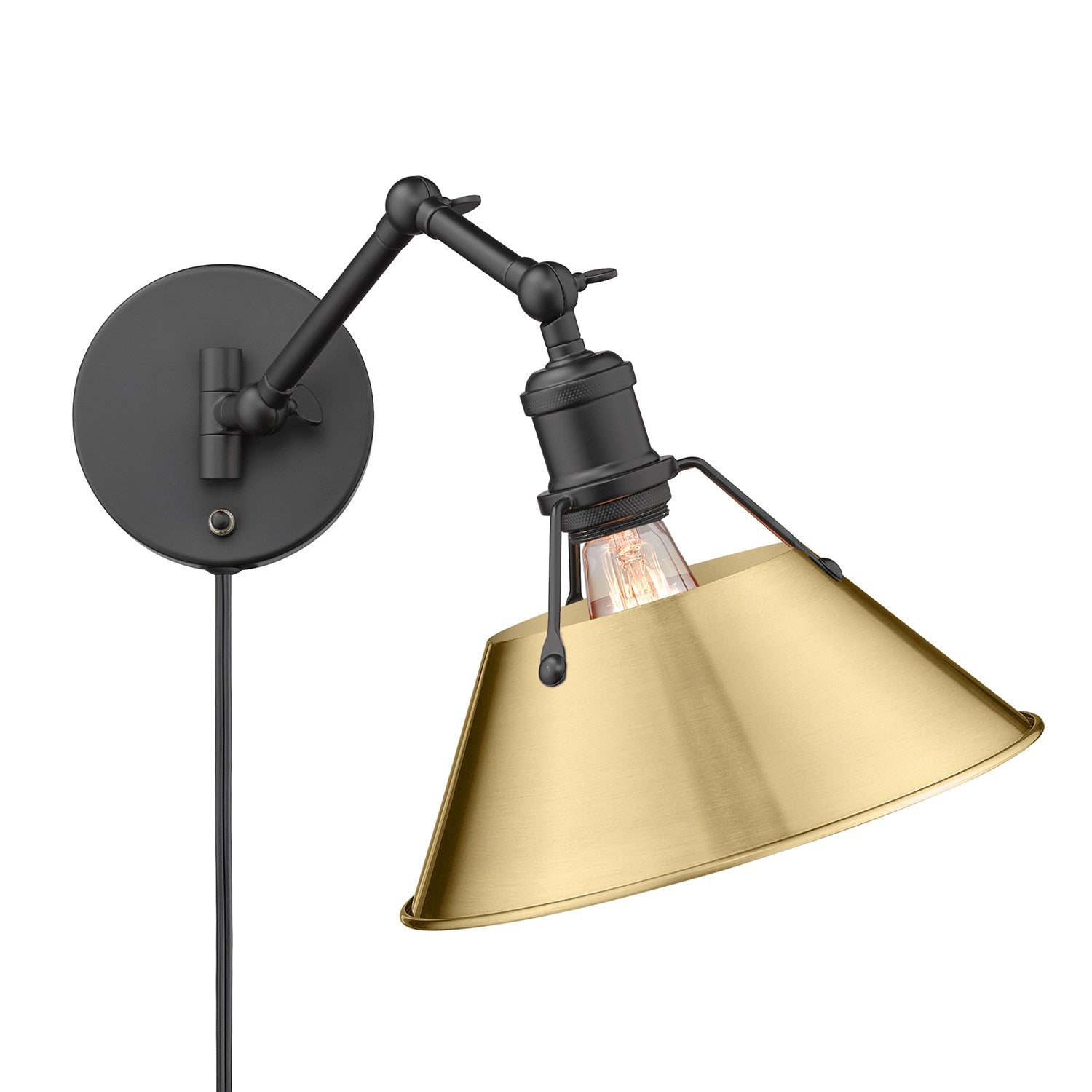 Blk 1 Light Articulating Wall Sconce In Matte Black by Golden