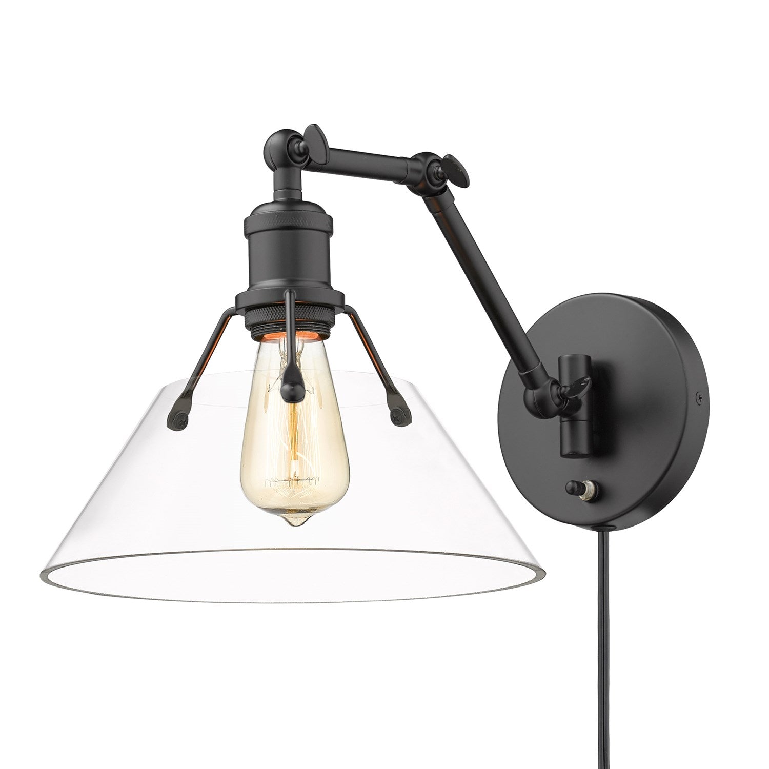 Blk 1 Light Articulating Wall Sconce In Matte Black With Clear Glass