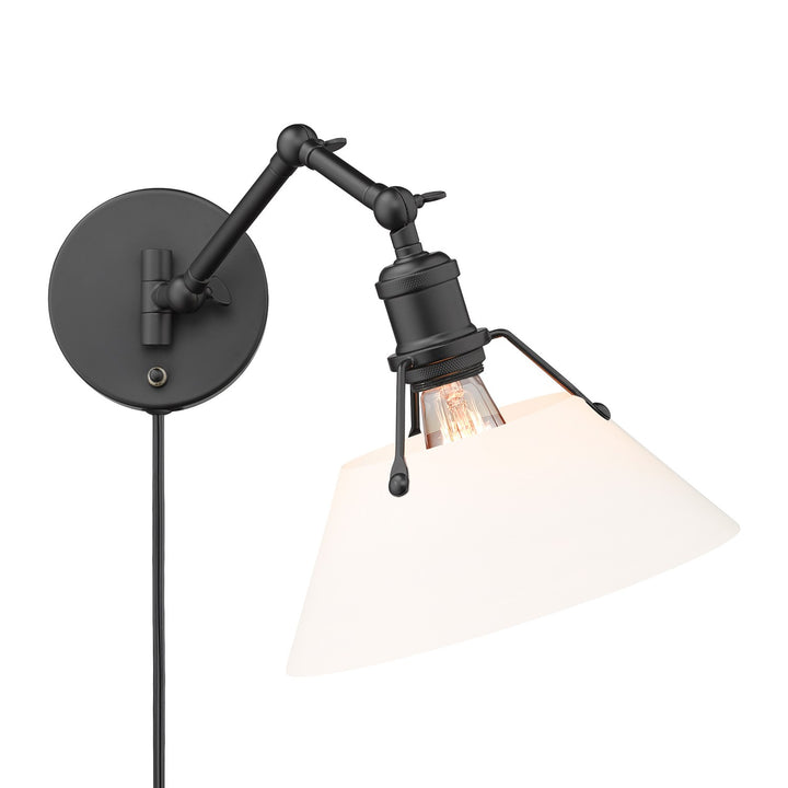 Blk 1 Light Articulating Wall Sconce In Matte Black With Opal Glass by Golden