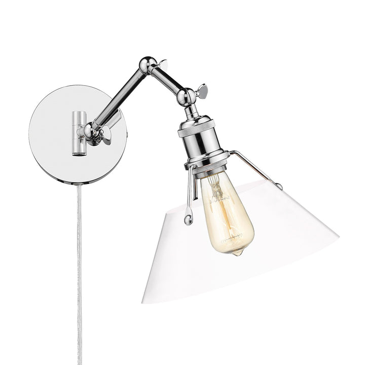Ch 1 Light Articulating Wall Sconce In Chrome With Clear Glass by Golden
