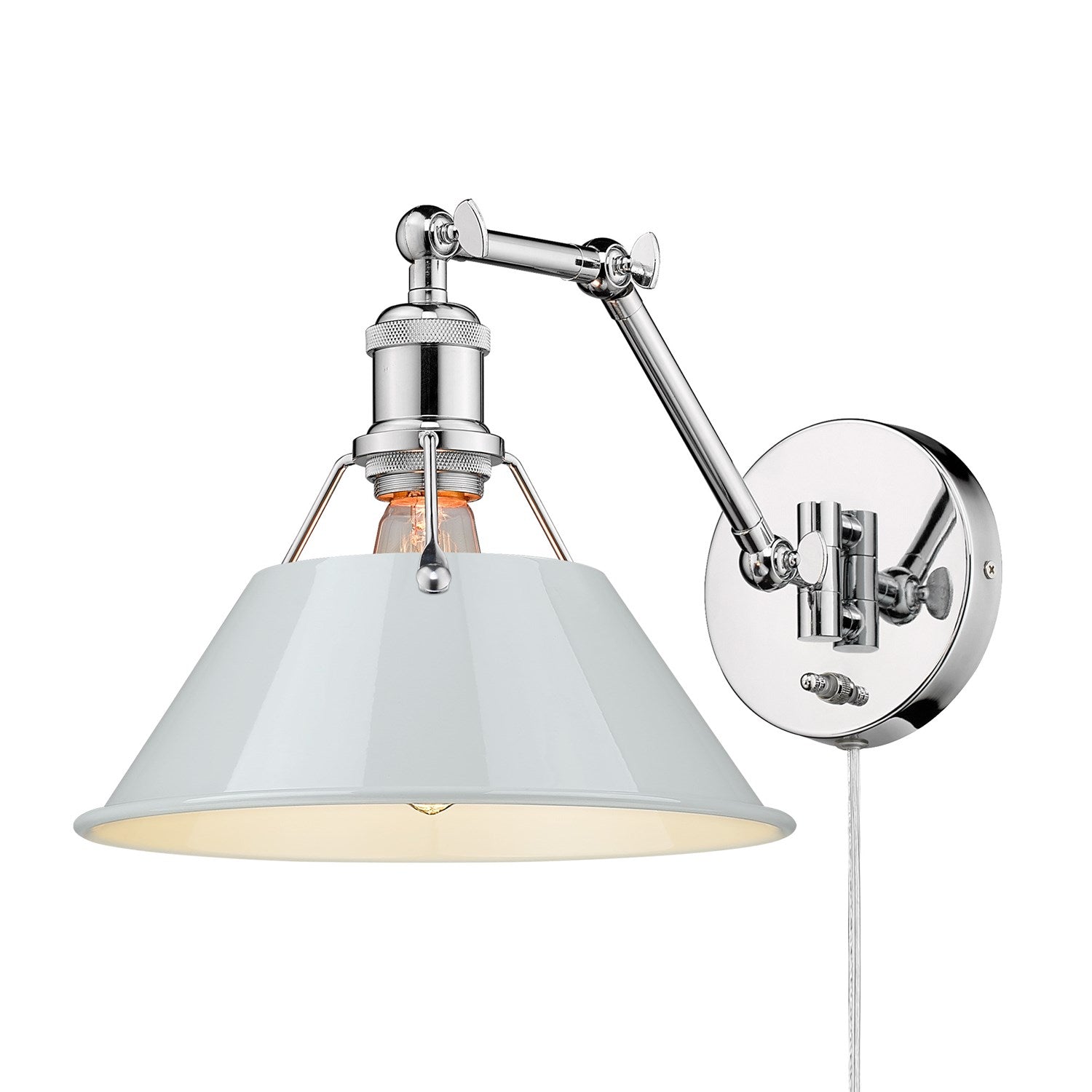 Ch 1 Light Articulating Wall Sconce In Chrome With Dusky Blue Shade